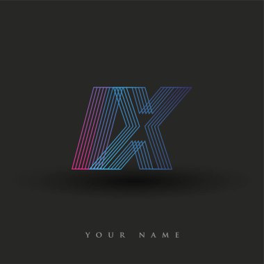 İlk harf logosu IX renkli mavi ve morumsu çizgili kompozisyon, şirket veya şirket kimliğiniz için vektör logo şablonu unsurları.