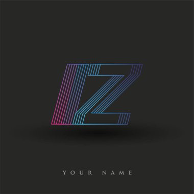 İlk harf logosu IZ renkli mavi ve morumsu çizgili bileşim, Vector logo tasarım şablonu elemanları iş veya şirket kimliğiniz için.
