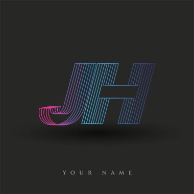 İlk harf logosu JH renkli mavi ve morumsu çizgili bileşim, Vector logo tasarım şablonu elemanları iş veya şirket kimliğiniz için.