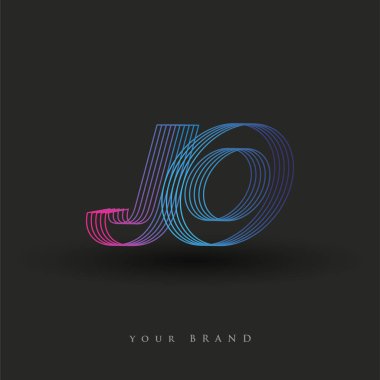 İlk harf logosu JO renklendirilmiş mavi ve morumsu çizgili bileşim, Vector logo tasarım şablonu elemanları iş veya şirket kimliğiniz için.