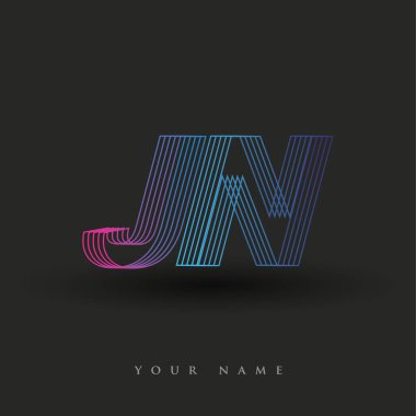İlk harf logosu JN renkli mavi ve morumsu çizgili kompozisyon, Vector logo şablonu elemanları iş veya şirket kimliğiniz için.