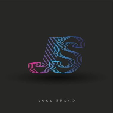 İlk harf logosu JS mavi ve morumsu çizgili kompozisyon, Vector logo şablonu elemanları iş veya şirket kimliğiniz için.