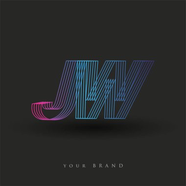 İlk harf logosu JW renkli mavi ve morumsu çizgili kompozisyon, Vector logo tasarım şablonu elemanları iş veya şirket kimliğiniz için.