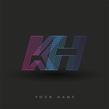 İlk harf logosu KH renkli mavi ve morumsu çizgili bileşim, Vector logo tasarım şablonu elemanları iş veya şirket kimliğiniz için.