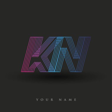 İlk harf logosu KN renkli mavi ve morumsu çizgili bileşim, Vector logo tasarım şablonu elemanları iş veya şirket kimliğiniz için.
