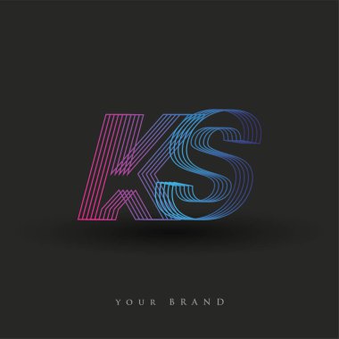 İlk harf logosu KS renkli mavi ve morumsu çizgili bileşim, Vector logo şablonu elemanları şirketiniz veya şirket kimliğiniz için.