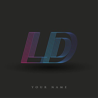 İlk harf logosu LD renkli mavi ve morumsu çizgili kompozisyon, Vector logo tasarım şablonu elemanları işletmeniz veya şirket kimliğiniz için.
