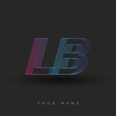 İlk harf logosu LB renklendirilmiş mavi ve morumsu çizgili bileşim, Vector logo tasarım şablonu elemanları iş veya şirket kimliğiniz için.