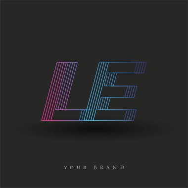 İlk harf logosu ile çizgili kompozisyon ile mavi ve morumsu renklendirilmiş, şirketiniz veya şirket kimliğiniz için vektör logo şablonu unsurları tasarımı.