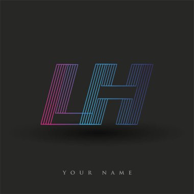 İlk harf logosu LH renklendirilmiş mavi ve morumsu çizgili bileşim, Vector logo tasarım şablonu elemanları iş veya şirket kimliğiniz için.
