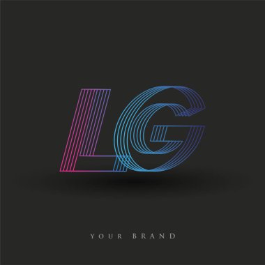 İlk harf logosu LG renkli mavi ve morumsu çizgili bileşim, şirket veya şirket kimliğiniz için vektör logo şablonu unsurları.