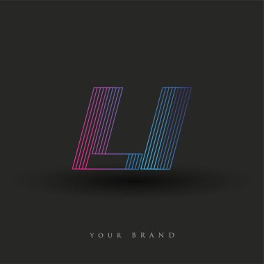 İlk harf logosu LI çizgili kompozisyon ile mavi ve morumsu renklendirilmiş, şirketiniz veya şirket kimliğiniz için vektör logo şablonu unsurları.