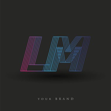 İlk harf logosu LM renkli mavi ve morumsu çizgili bileşim, Vector logo tasarım şablonu elemanları iş veya şirket kimliğiniz için.