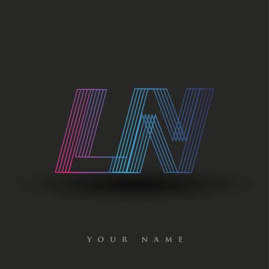 İlk harf logosu LN renklendirilmiş mavi ve morumsu çizgili bileşim, Vector logo tasarım şablonu elemanları iş veya şirket kimliğiniz için.