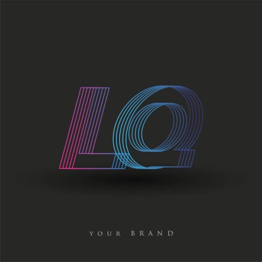 İlk harf logosu LQ renkli mavi ve morumsu çizgili kompozisyon, şirket veya şirket kimliğiniz için vektör logo tasarım şablonu unsurları.