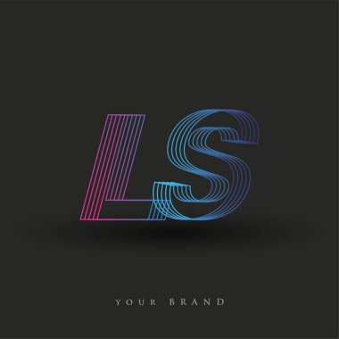 İlk harf logosu LS renklendirilmiş mavi ve morumsu çizgili bileşim, Vector logo tasarım şablonu elemanları işletmeniz veya şirket kimliğiniz için.