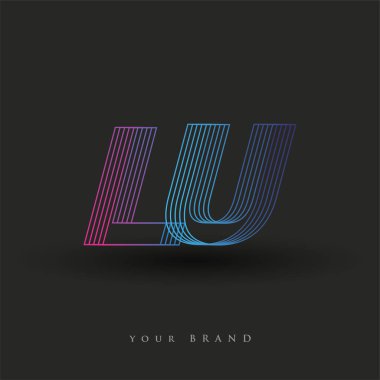 İlk harf logosu LU renkli mavi ve morumsu çizgili kompozisyon, Vector logo şablonu elemanları iş veya şirket kimliğiniz için.
