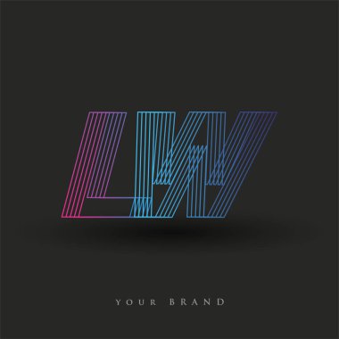 İlk harf logosu LW renklendirilmiş mavi ve morumsu çizgili bileşim, Vector logo tasarım şablonu elemanları iş veya şirket kimliğiniz için.