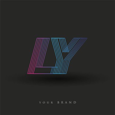 İlk harf logosu LY renkli mavi ve morumsu çizgili kompozisyon, Vector logo tasarım elemanları işletmeniz veya şirket kimliğiniz için.