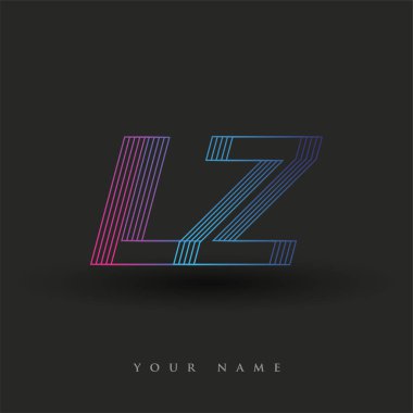 İlk harf logosu LZ renkli mavi ve morumsu çizgili bileşim, Vector logo tasarım şablonu elemanları iş veya şirket kimliğiniz için.