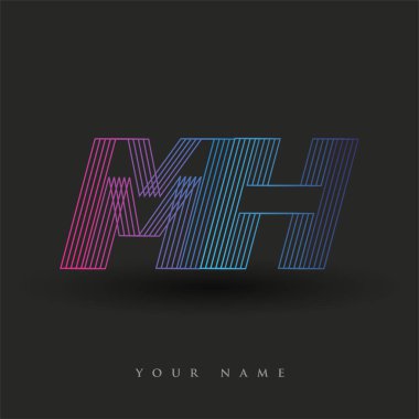 İlk harf logosu MH renkli mavi ve morumsu çizgili bileşim, Vector logo tasarım şablonu elemanları iş veya şirket kimliğiniz için.