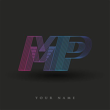 İlk harf logosu milletvekili mavi ve morumsu çizgili kompozisyon, vektör logo şablonu elemanları işletmeniz veya şirket kimliğiniz için.