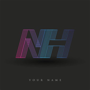 İlk harf logosu NH renkli mavi ve morumsu çizgili bileşim, Vector logo tasarım şablonu elemanları iş veya şirket kimliğiniz için.