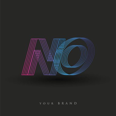 İlk harf logosu HAYIR renkli mavi ve morumsu çizgili kompozisyon, şirketiniz veya şirket kimliğiniz için vektör logosu şablon unsurları.