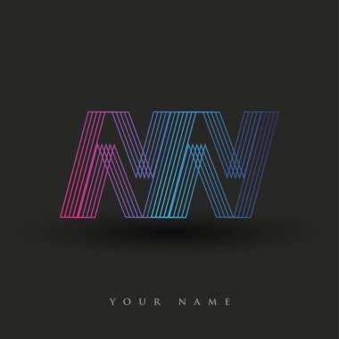 İlk harf logosu NN renkli mavi ve morumsu çizgili kompozisyon, Vector logo tasarım şablonu elemanları iş veya şirket kimliğiniz için.