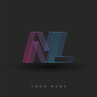 İlk harf logosu NL renkli mavi ve morumsu çizgili bileşim, şirket veya şirket kimliğiniz için vektör logosu şablon elemanları.