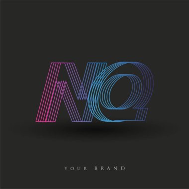 İlk harf NQ logosu çizgili kompozisyona sahip mavi ve morumsu renklendirilmiş, şirketiniz veya şirket kimliğiniz için vektör logo şablonu unsurları..