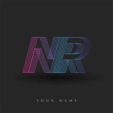 İlk harf logosu NR renkli mavi ve morumsu çizgili kompozisyon, şirket veya şirket kimliğiniz için vektör logo tasarım şablonu unsurları.