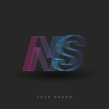 İlk harf logosu NS renkli mavi ve morumsu çizgili bileşim, Vector logo tasarım şablonu elemanları iş veya şirket kimliğiniz için.