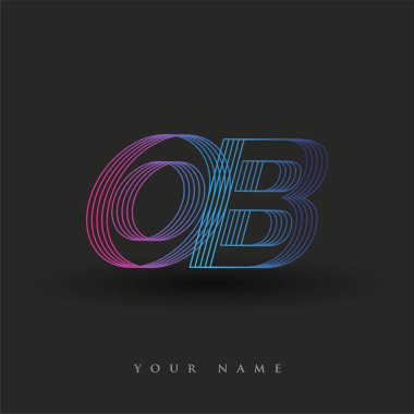 İlk harf logosu OB renklendirilmiş mavi ve morumsu çizgili bileşim, Vector logo tasarım şablonu elemanları işletmeniz veya şirket kimliğiniz için.