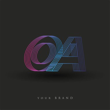 İlk harf logosu OA renkli mavi ve morumsu çizgili kompozisyon, Vector logo tasarım şablonu elemanları iş veya şirket kimliğiniz için.