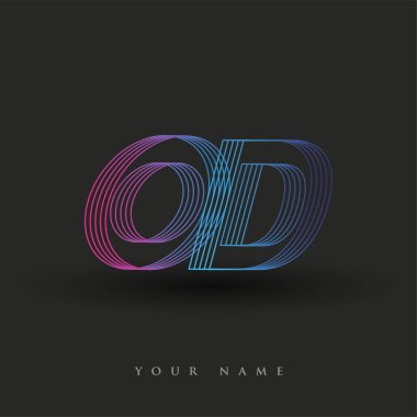 İlk harf logosu aşırı mavi ve morumsu çizgili kompozisyon, şirketiniz veya şirket kimliğiniz için vektör logo tasarım şablonu unsurları.