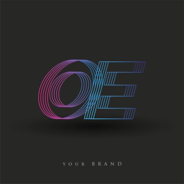 İlk harf logosu OE renklendirilmiş mavi ve morumsu çizgili kompozisyon, Vector logo tasarım şablonu elemanları iş veya şirket kimliğiniz için.