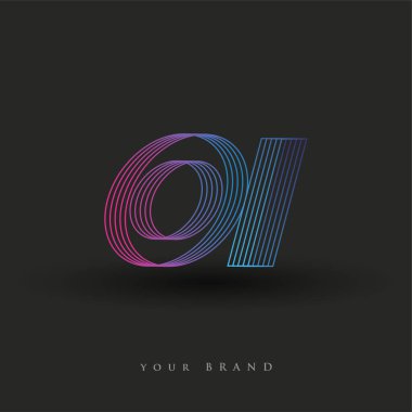 İlk harf logosu OI renkli mavi ve morumsu çizgili kompozisyon, Vector logo tasarım şablonu elemanları iş veya şirket kimliğiniz için.