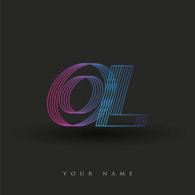 İlk harf logosu OL renkli mavi ve morumsu çizgili kompozisyon, Vector logo tasarım şablonu elemanları işletmeniz veya şirket kimliğiniz için.