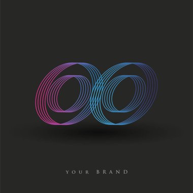 İlk harf OO renk mavi ve morumsu çizgili kompozisyon, Vector logo tasarım şablonu elemanları iş veya şirket kimliğiniz için.