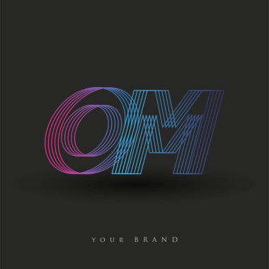 İlk harf logosu OM renkli mavi ve morumsu çizgili kompozisyon, şirket veya şirket kimliğiniz için vektör logo tasarım şablonu unsurları.