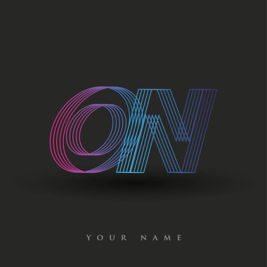 Çizgili kompozisyonu olan ilk harf logosu on renkli mavi ve morumsu, şirketiniz veya şirket kimliğiniz için vektör logo tasarım şablonu ögeleri.