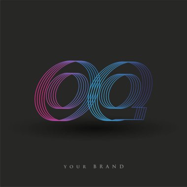 İlk harf logosu OQ renkli mavi ve morumsu çizgili kompozisyon, şirket veya şirket kimliğiniz için vektör logo tasarım şablonu unsurları.