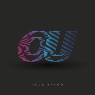 İlk harf logosu OU renkli mavi ve morumsu çizgili kompozisyon, Vector logo tasarım şablonu elemanları iş veya şirket kimliğiniz için.