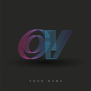 İlk harf logosu OV renkli mavi ve morumsu çizgili kompozisyon, Vector logo şablonu elemanları iş veya şirket kimliğiniz için.