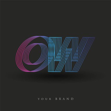 İlk harf logosu OW renkli mavi ve morumsu çizgili kompozisyon, Vector logo tasarım şablonu elemanları iş veya şirket kimliğiniz için.