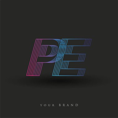 İlk harf logosu bej rengi mavi ve morumsu çizgili kompozisyon, Vector logo tasarım şablonu elemanları iş veya şirket kimliğiniz için.