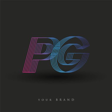 İlk harf logosu PG renkli mavi ve morumsu çizgili kompozisyon, Vector logo tasarım şablonu elemanları iş veya şirket kimliğiniz için.
