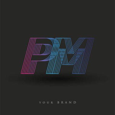 İlk harf logosu Başbakan çizgili kompozisyona sahip mavi ve morumsu renklendirilmiş, şirketiniz veya şirket kimliğiniz için vektör logo şablonu unsurları tasarladı.