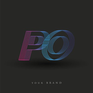 İlk harf logosu çizgili kompozisyona sahip mavi ve morumsu renk logosu, şirketiniz veya şirket kimliğiniz için vektör logo şablonu unsurları.